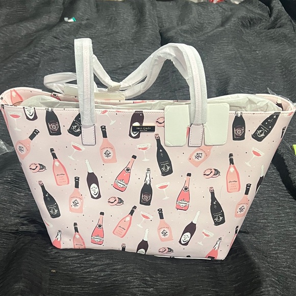 Kate Spade Pink and Black Bottle Print Tote - Picture 1 of 2